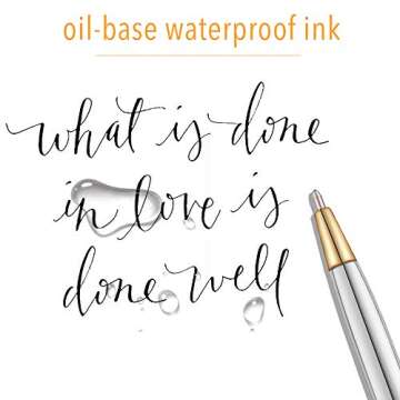 Unibene 6 Pack Steel & Gold Stainless Steel Ballpoint Pens Black Ink Medium Point, Slim Metallic Retractable Twist Pens Nice Gift for Business Office Students Teachers Wedding Christmas