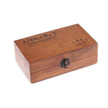 70 pcs Wooden Rubber Stamps Number and Alphabet Letter Wood Rubber Stamps Set Wooden Rubber Number Letter,Stamper Seal Set with Wooden Box Vintage DIY