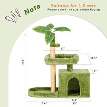 Stylish TSCOMON 31.5" Cat Tree with Leaves for Cats