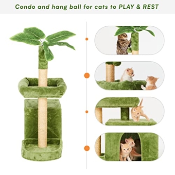 Stylish TSCOMON 31.5" Cat Tree with Leaves for Cats