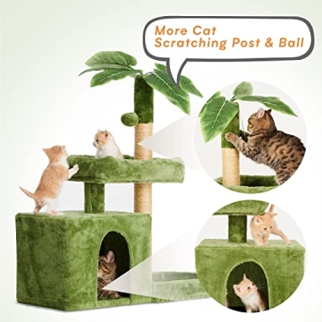 Stylish TSCOMON 31.5" Cat Tree with Leaves for Cats