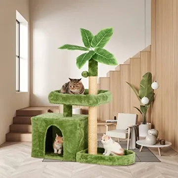 Stylish TSCOMON 31.5" Cat Tree with Leaves for Cats