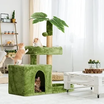 Stylish TSCOMON 31.5" Cat Tree with Leaves for Cats