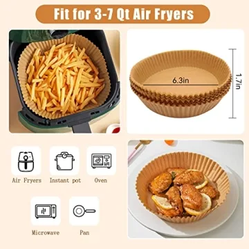 Non-Stick Air Fryer Liners - 100 Count for Easy Cooking