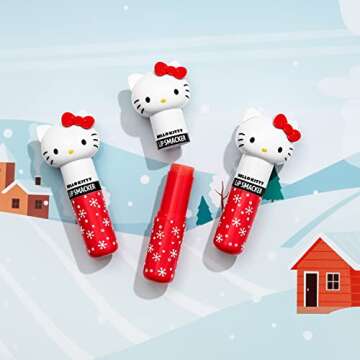 Lip Smacker Lippy Pals Swirls, Sanrio Hello Kitty, Flavored Moisturizing & Smoothing Soft Shine Lip Balm, Hydrating & Protecting Fun Tasty Glossy Finish, Cruelty-Free & Vegan - Sweet Strawberry Shake