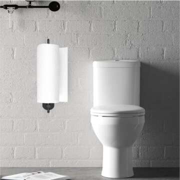 Paper Towel Holder Under Kitchen Cabinet - Self Adhesive or Drilling Paper Towel Holder Stick on Wall for Kitchen, Bathroom, Cabinets, SUS304 Stainless Steel - Black