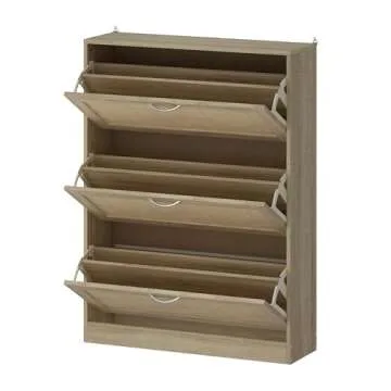 ECACAD 31.5" L Rattan Narrow Shoe Cabinet for Stylish Storage
