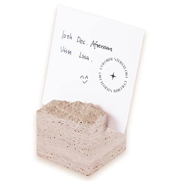 JIMEI Natural Travertine Stone Place Card Holder - Elegant Design and Durability