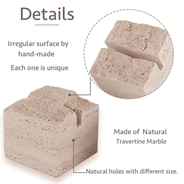 Elegant JIMEI Travertine Stone Place Card Holder