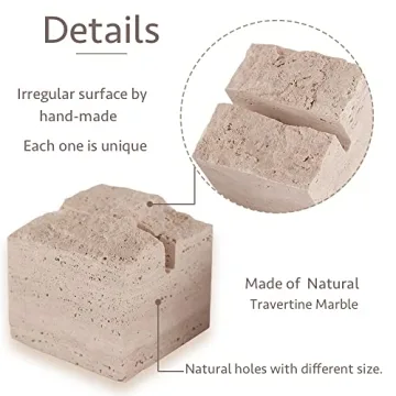 Elegant JIMEI Travertine Stone Place Card Holder
