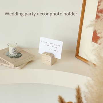 Elegant JIMEI Travertine Stone Place Card Holder