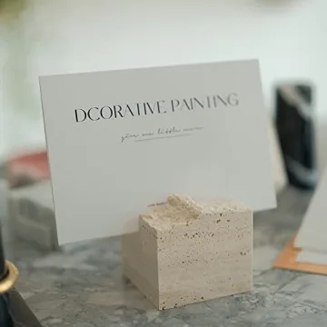 Elegant JIMEI Travertine Stone Place Card Holder