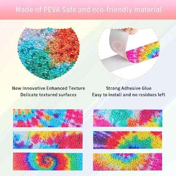 36 Pcs Anxiety Relief Calm Strips - Textured Sensory Stickers Kit with Fidget Strips & Storage Bag - Stress Relief for Adults, Teens & Kids, Perfect for Classroom, Desk & Travel (Tie-Dye)