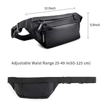 Fanny Pack, Fanny Packs for Women and Men Waterproof Fanny Pack Running Waist Bag Lightweight Belt Bag with Adjustable Belt for Travel, Sport, Party NIANYISO（Black)