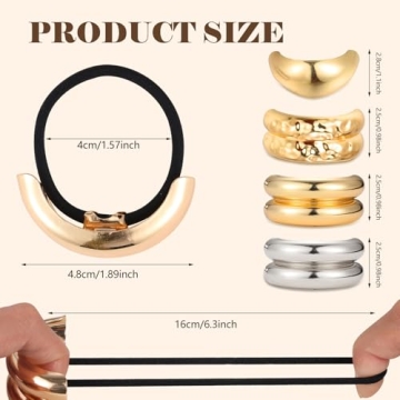 Chic 4Pcs Gold Metal Hair Ties for Women