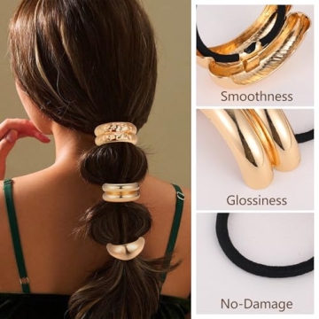 Chic 4Pcs Gold Metal Hair Ties for Women