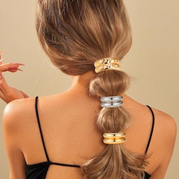 Chic 4Pcs Gold Metal Hair Ties for Women