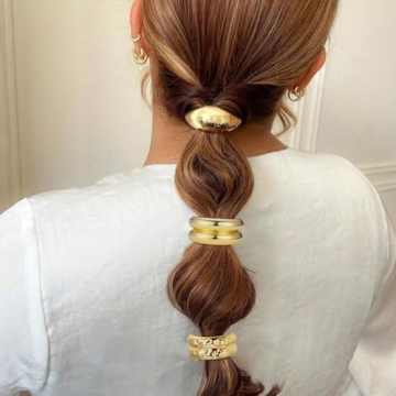 Chic 4Pcs Gold Metal Hair Ties for Women