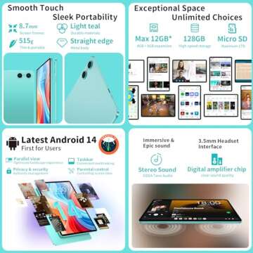 ODEA Android 14 Tablet 10 Inch with 12GB RAM 128GB Storage