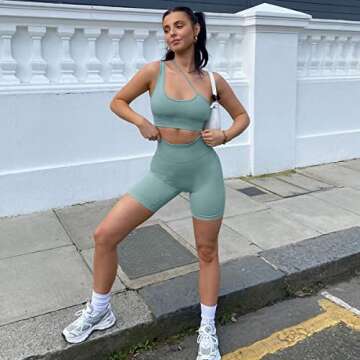 Yodygaga Seamless Leggings Sets Women 2 Piece Workout Outfits Sports Bra And High Waisted Leggings Workout Suits