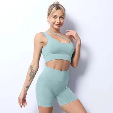 Yodygaga Seamless Leggings Sets Women 2 Piece Workout Outfits Sports Bra And High Waisted Leggings Workout Suits