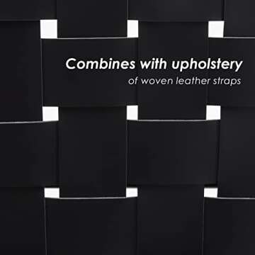 Scandinavian Cognac Woven Leather Chair, Boho Beech Wood Living Room Chairs Side Modern Accent Chairs for Bedroom Balcony Sunroom, Black Faux Leather Accent Leather Accent Chair Natural Chase Lounger