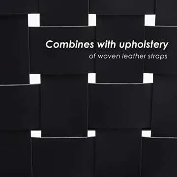 Scandinavian Cognac Woven Leather Chair, Boho Beech Wood Living Room Chairs Side Modern Accent Chairs for Bedroom Balcony Sunroom, Black Faux Leather Accent Leather Accent Chair Natural Chase Lounger