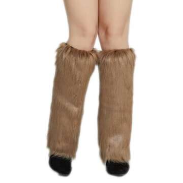 RECECASA Faux Fur Leg Warmers - Womens Winter Warm Fur Boot Cuffs Covers, Cozy, Christmas, Halloween...