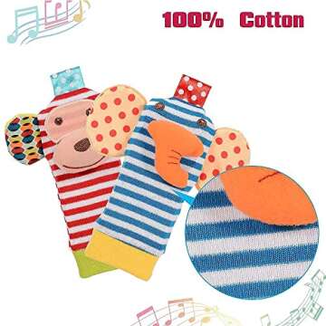 Animal Wrist Foot Rattles for Baby - 8 Fun Pieces