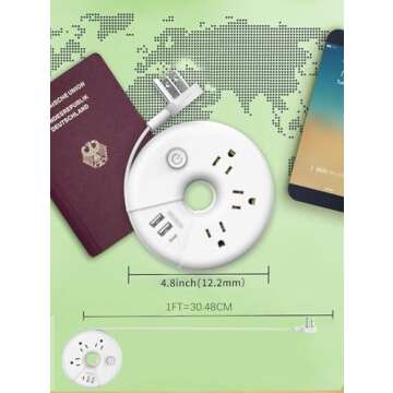 NTONPOWER Travel Power Strip with 3 USB Ports(1 USB C), 3 Outlets,i-Donut Power Strip Flat Plug Exte...