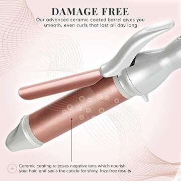 Curling Iron - 1 1/4 Inch Barrel Curling Wand for All Hair Types, Ceramic Hair Curler 212°F-424°F Adjustable Temperature by Lily England, Rose Gold