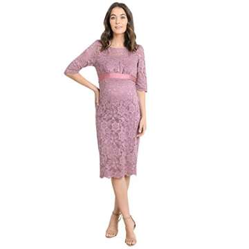 Stylish Floral Lace Maternity Dress for Celebrations