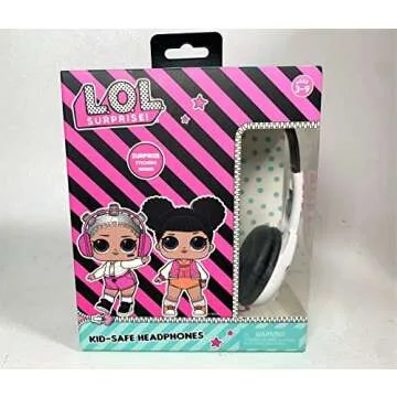 L.O.L. Surprise! Kids Safe Over The Ear Headphones HP2-03136 | Kids Headphones, Volume Limiter for Developing Ears, 3.5MM Stereo Jack, white/black Recommended for Ages 3-9, by Sakar