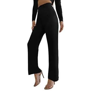 SweatyRocks Women's Elegant High Waist Solid Long Pants Office Trousers Solid Black XS