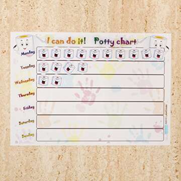 New - Premium Quality Potty Training Reward Chart, Multi Use Removable Self Sticking Plastic Wall Chart and 280 Removable Stickers