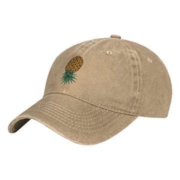 Vintage Unisex Baseball Cap with Upside Down Pineapple Design - Adjustable Washed Cotton Hat