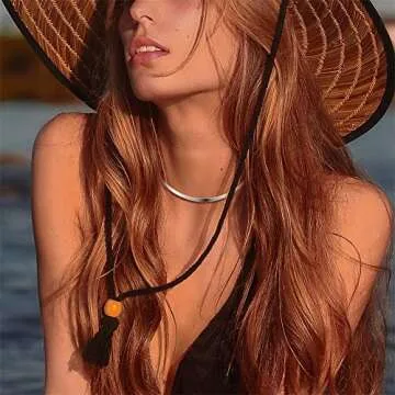 HooAMI Women's Necklace Choker Silver Stainless Steel Collar Necklace