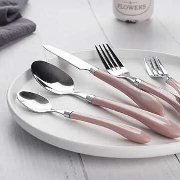Stylish HOFTEN 20 Piece Pink Silverware Set for 4