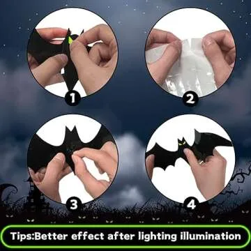 Halloween Decorations - Bats Wall Decor Halloween Decorations Indoor Halloween Party Decorations Halloween Decor 3D Bats for Home Room Bathroom Wall Outdoor 124 Pcs Glow Eyes Bats Gothic Decor