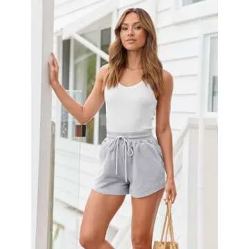 Trendy Queen Womens Sweat Shorts Casual Lounge Summer Comfy Athletic Shorts Elastic Shorts Gym High Waist Running Shorts 2024 Grey