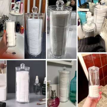 Tecbeauty Cotton Pad Holder Makeup Pads Cotton Swab Dispenser for Bathroom Storage,Clear, Acrylic, 2...