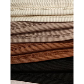 Milumia 4 Pack Ribbed V Neck Sleeveless Crop Tanks