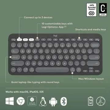 Logitech Pebble Keys 2 K380s Multi-Device Bluetooth Keyboard
