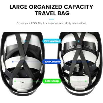 SARLAR Travel Carrying Case for Oculus Meta Quest 3S/Quest 3/Quest 2 VR Headset and Controller Accessories, Large Space Hard Case Fits BOBOVR/Kiwi Design Battery Head Strap, Crossbody Sling Bag