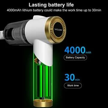 ekbas Car Vacuum Cleaner,Handheld 9000PA Suction with LED Light Portable Vacuum Cleaner Cordless Rechargeable for Car, Home&Office（White）