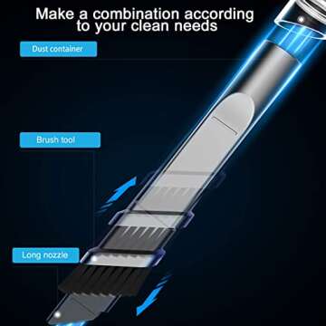 ekbas Car Vacuum Cleaner,Handheld 9000PA Suction with LED Light Portable Vacuum Cleaner Cordless Rechargeable for Car, Home&Office（White）