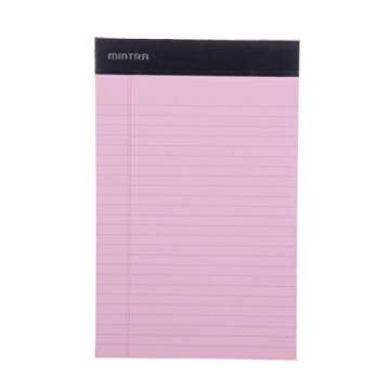 Mintra Office Legal Pads - ((BASIC PASTEL 6pk, 5in X 8in, NARROW RULED)) - 50 Sheets per Notepad, Micro perforated Writing Pad, Notebook Paper for School, College, Office, Professional