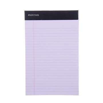 Mintra Office Legal Pads - ((BASIC PASTEL 6pk, 5in X 8in, NARROW RULED)) - 50 Sheets per Notepad, Micro perforated Writing Pad, Notebook Paper for School, College, Office, Professional