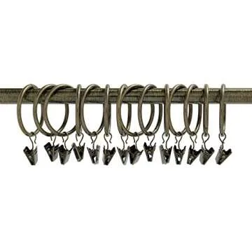 Ivilon Curtain Rings - Set of 14 Decorative Drapery Rings Curtain Clip Rings with Strong Clips 2" Di...