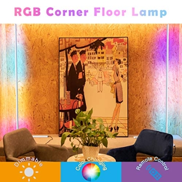 TACAHE RGB Corner Floor Lamp - Color Changing LED Light